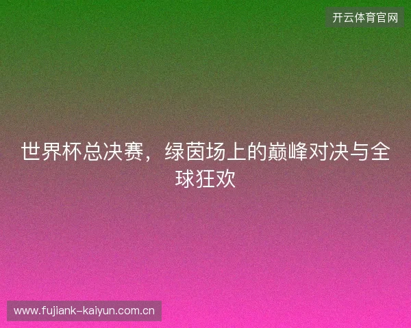 世界杯总决赛，绿茵场上的巅峰对决与全球狂欢